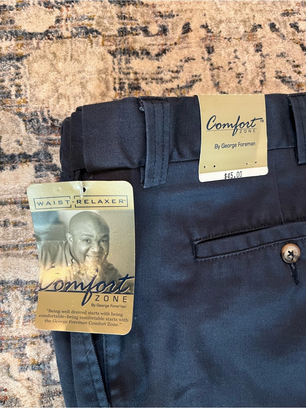The Comfort Zone by George Foreman Men's Navy Pleated Twill Dress Pants 56 x 30”